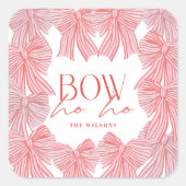 Hoe Ho Red & Pink Bows Kerstvakantie Vierkante Sticker (Voorkant)