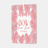 Hoe hoe rood roze bogen foto kerstvakantie metalen ornament (Voorkant links)