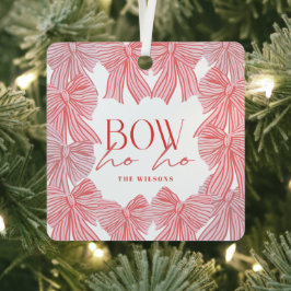 Hoe hoe rood roze bogen foto kerstvakantie metalen ornament