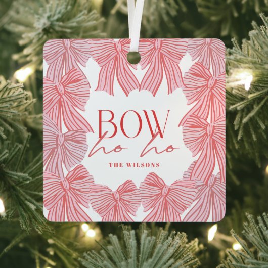 Hoe hoe rood roze bogen foto kerstvakantie metalen ornament (Insitu)