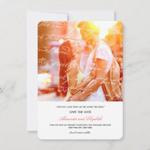 Hoe hou ik van het poëzie Romantic script Save The Date