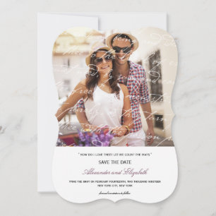 Hoe hou ik van het poëzie Romantic  script Save The Date