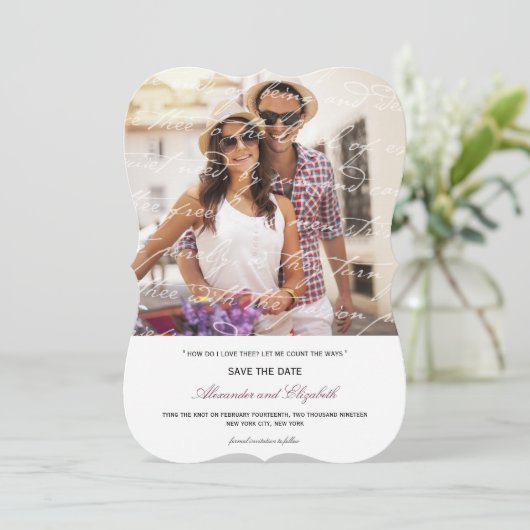 Hoe hou ik van het poëzie Romantic  script Save The Date (Staand voorkant)