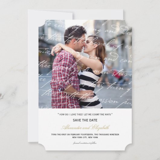 Hoe hou ik van het poëzie Romantic  script Save The Date (Voorkant)