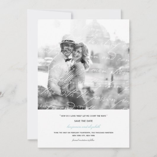 Hoe hou ik van het poëzie Romantic  script Save The Date (Voorkant)