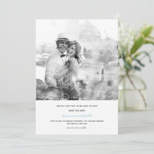 Hoe hou ik van het poëzie Romantic  script Save The Date (Staand voorkant)