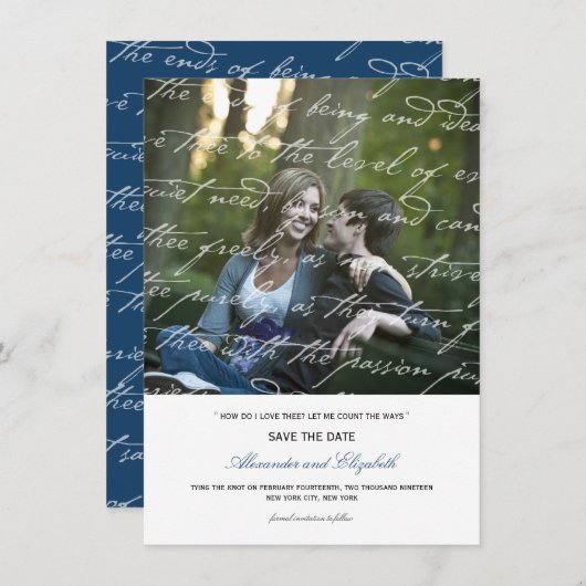 Hoe hou ik van het poëzie Romantic  script Save The Date (Voorkant / Achterkant)