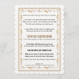 Hoe hou ik van je? Typografie Poetry Wedding Kaart
