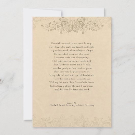 Hoe hou ik van jou?  liefde gedicht bruiloft kaart (Achterkant)