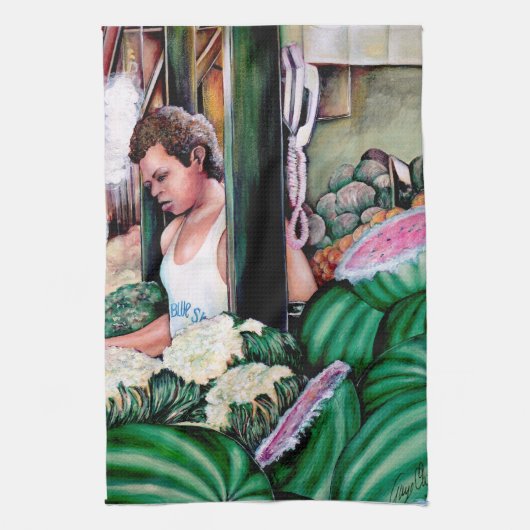 Hoe hou je van die meloenen? theedoek (Verticaal)