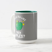 Hoe hou je van hun appels? tweekleurige koffiemok (Voorkant links)