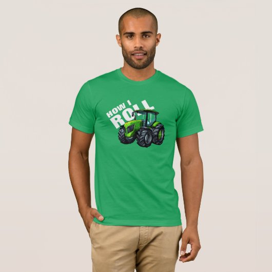 "Hoe ik loop" met de Green Boerderij Tractor T-shirt (Voorkant volledig)