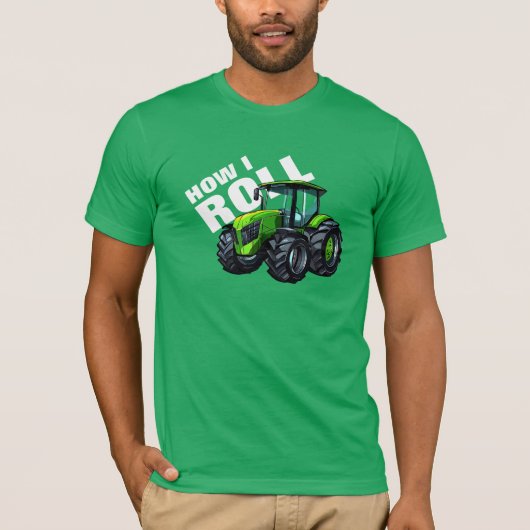 "Hoe ik loop" met de Green Boerderij Tractor T-shirt (Voorkant)