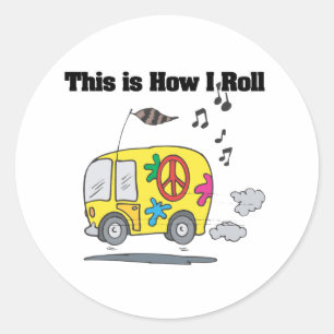 Hoe ik Rijd (Hippie Busje) Ronde Sticker