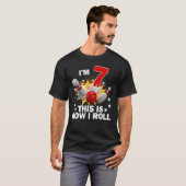 Hoe ik rol 7e 7 jaar oud bowling verjaardagsfeestj t-shirt (Voorkant volledig)