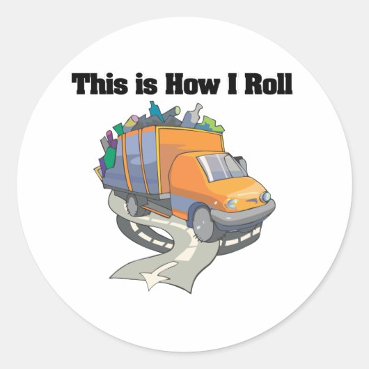 Hoe ik rol (Vuilniswagen) Ronde Sticker (Voorkant)