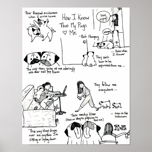 Hoe ik weet dat mijn pugs van me houden poster (Voorkant)