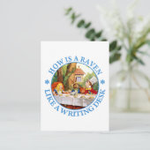 Hoe is een raaf als een schrijftafel? briefkaart (Staand voorkant)