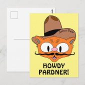 HOE IS 'T, PARTNER! Cowboy Snorhaar Kat Señor Gato Briefkaart (Voorkant / Achterkant)