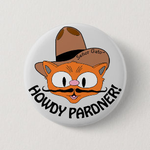 HOE IS'T, PARTNER! Kartelige Snor Katt Señor Gato™ Ronde Button 5,7 Cm