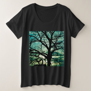 Hoe jaloers is de maan? Tree Silhouette Grote Maat T-shirt