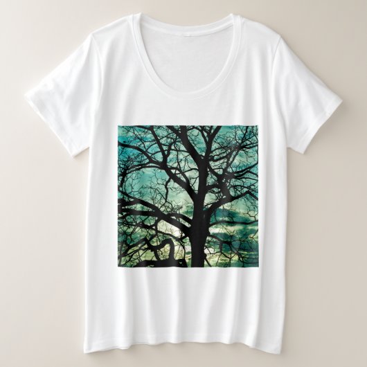 Hoe jaloers is de maan? Tree Silhouette Grote Maat T-shirt (Design voorkant)