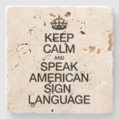 HOE KALM EN SPREEK AMERIKAANSE SIGN-TAAL? STENEN ONDERZETTER (Voorkant)