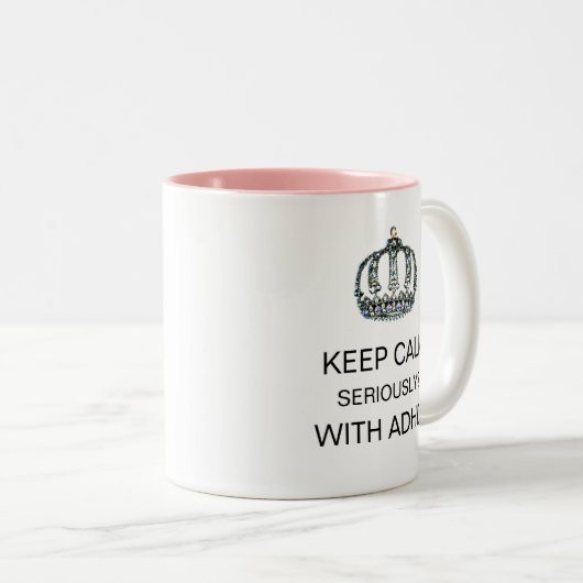 "HOE KALM - SERIEUS - MET ADHD?" Two-Tone COFF Tweekleurige Koffiemok (Voorkant rechts)