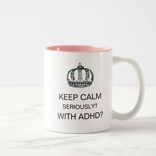 "HOE KALM - SERIEUS - MET ADHD?" Two-Tone COFF Tweekleurige Koffiemok (Rechts)