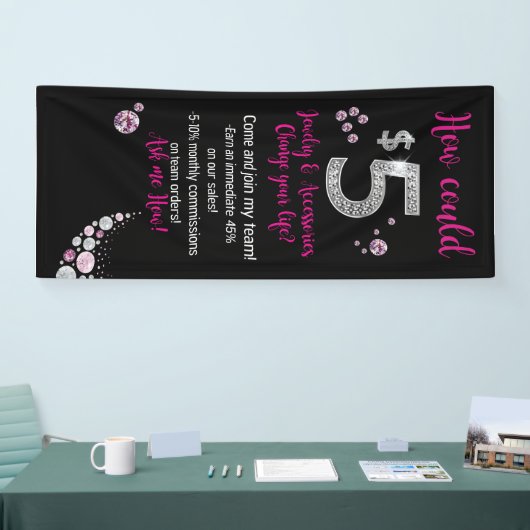 Hoe kan $5 juwelen je levensbanner veranderen? spandoek (Beurs)