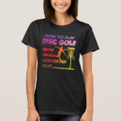 Hoe kan ik de schijfGolf-schijf Golfing Player Quo T-shirt (Voorkant)