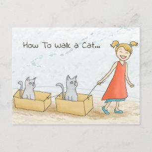 Hoe kan ik een Cat Funny lopen? Briefkaart