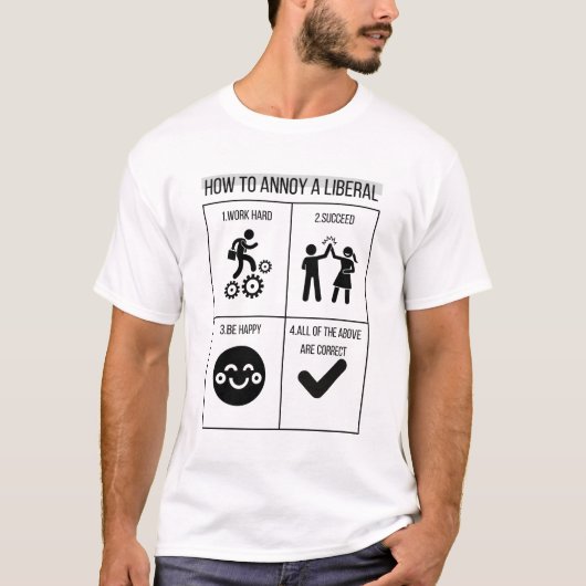 Hoe kan ik een liberaal wit T-shirt irriteren? (Voorkant)