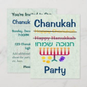 Hoe kan ik Hanukkah Chanukah partijuitnodigingen v Kaart (Voorkant / Achterkant)
