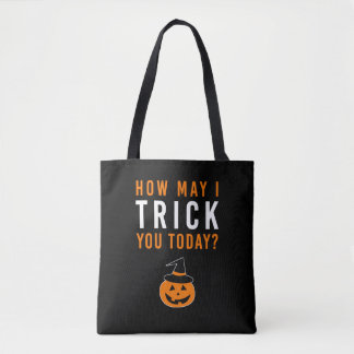 Hoe kan ik je vandaag FOPPEN? Halloween Pompoen He Tote Bag
