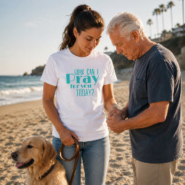 Hoe kan ik voor je bidden vandaag Teal Blauwe Retr T-shirt