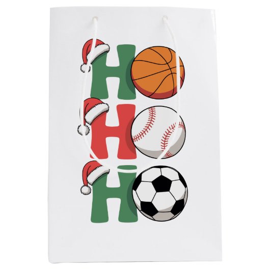 Hoe Kerstman Basketbal Voetbal Kerstmis Medium Cadeauzakje (Voorkant)