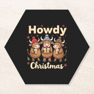 Hoe Kerstmis Leuk Hoogland Koe Xmas Koeien Liefheb Kartonnen Onderzetters