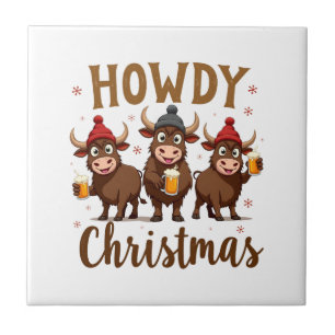 Hoe Kerstmis Leuk Hoogland Koe Xmas Koeien Liefheb Tegeltje