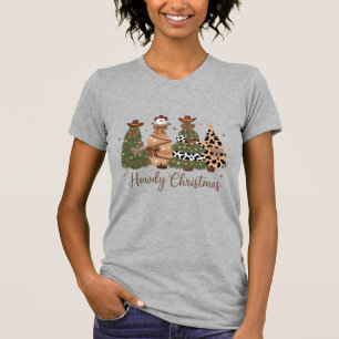 Hoe Kerstmis Western Retro Boom Cowboy Cowgirl T-shirt