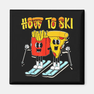 Hoe komisch pizza frietjes ski skileren magneet