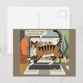 Hoe komt mijn computer werkt voor Cat Funny Cartoo Briefkaart (Voorkant / Achterkant)