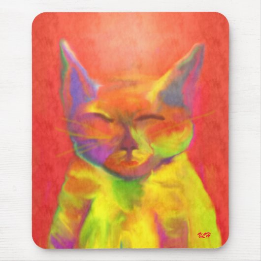 "Hoe kun je me dienen?" Cat Art Mousepad Muismat (Voorkant)