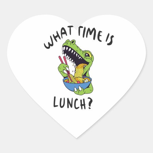 Hoe laat is de lunch? hart sticker (Voorkant)
