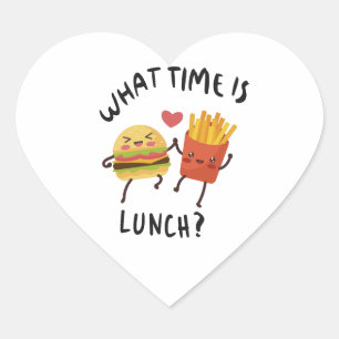 Hoe laat is de lunch? hart sticker