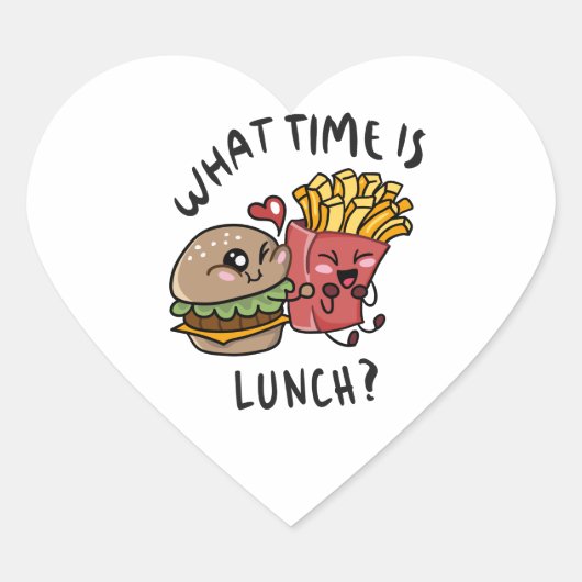 Hoe laat is de lunch? hart sticker (Voorkant)