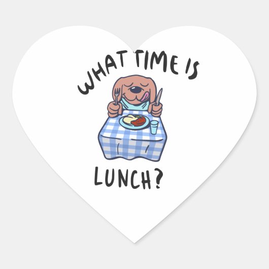 Hoe laat is de lunch? hart sticker (Voorkant)