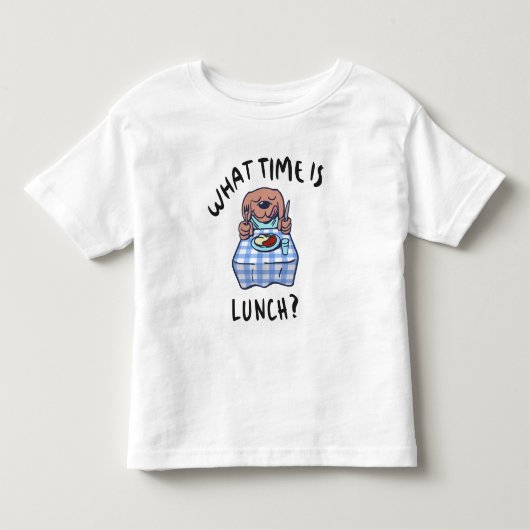 Hoe laat is de lunch kinder shirts (Voorkant)