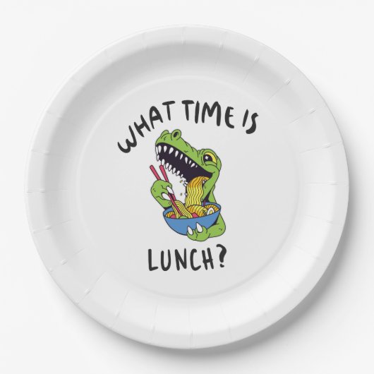 Hoe laat is de lunch papieren bordje (Voorkant)