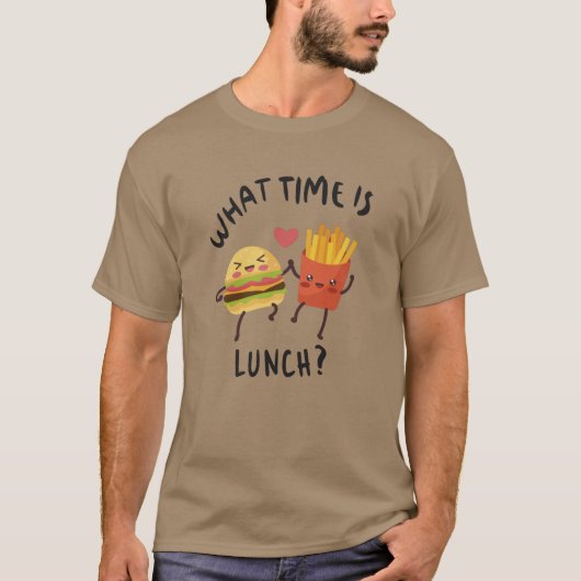 Hoe laat is de lunch t-shirt (Voorkant)